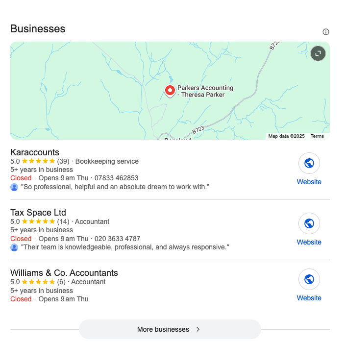 Google My Business resultaten